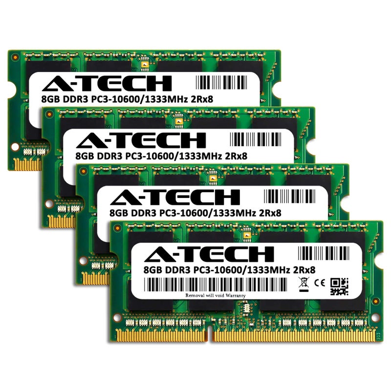 A-Tech 32GB (4x8GB) RAM for Apple iMac (Mid 2010 27 inch 4-Core, Mid 2011 21.5/27 inch) | DDR3 1333MHz PC3-10600 204-Pin SODIMM Memory Upgrade Kit - Image 2